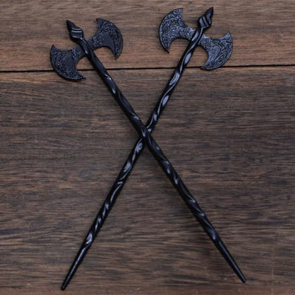 2PCS Viking Dragon Hair Sticks, Black Metal Hair Pins for Women | Black Metal Hair Accessories for Buns, Updos, Renaissance Festival, Halloween & Cosplay - color: ZRTL26