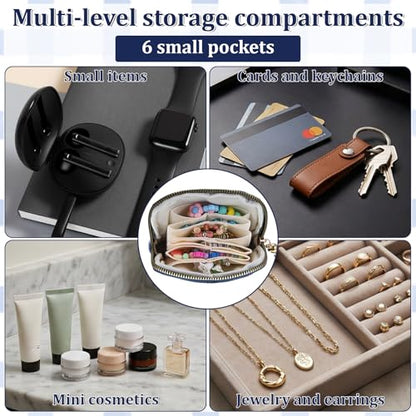 Styquenzer 1 Pack Travel Jewelry Case Organizer, Small Zipper Pouch Bag for Women, Soft Chenille Anti-Scratch Portable Storage + for Earrings Necklace Rings (Dark Blue)