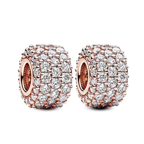Annmors S925 Clip Spacer Safety Chain Stopper Charms for Pandora, Gift Mom Daughter Friend Sister Wife Grandma Girlfriend Fmaily On Christmas Mothers Valentines Halloween Graduation - color: C03-2pcs Rosegold Clear Spacers