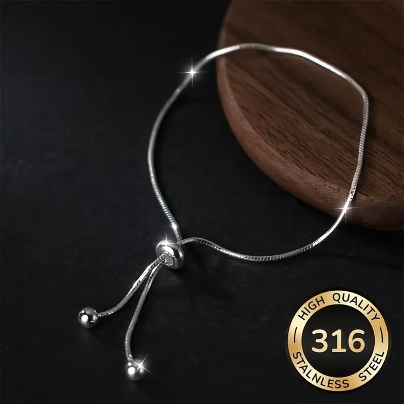 1 Pc 316 Stainless Steel Anklet for Women, Adjustable Snake Chain Anklet, Minimalist Trendy Foot Bracelet, Stainless Steel Jewelry for Summer Beach Daily Wear