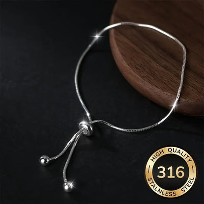 1 Pc 316 Stainless Steel Anklet for Women, Adjustable Snake Chain Anklet, Minimalist Trendy Foot Bracelet, Stainless Steel Jewelry for Summer Beach Daily Wear