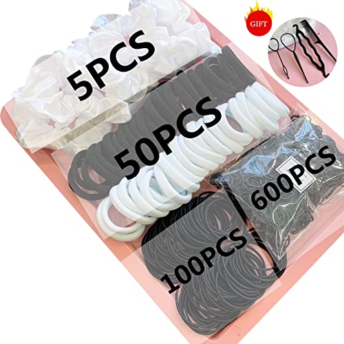 YANRONG 755PCS Hair Accessories for Woman Set Seamless Ponytail Holders Variety Hair Scrunchies Hair Bands Scrunchy Hair Ties 759 Piece Set - color: 755PCS（Black White）