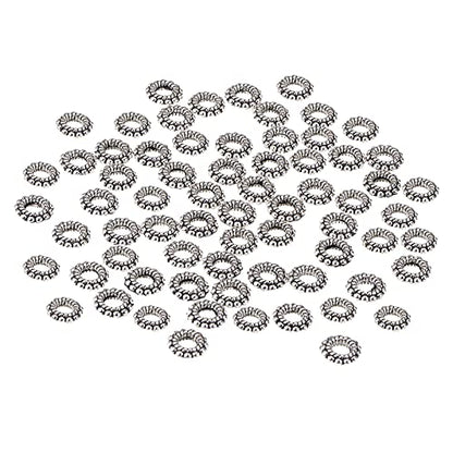 PH PandaHall 200pcs Large Hole Spacer Beads Tibetan Alloy Antique Silver Donut Rondelle Jewelry Spacers for Bracelet Jewelry Making, 8x2mm, Hole: 3mm - color: Donut Antique Silver - 200pcs, size: 8mm