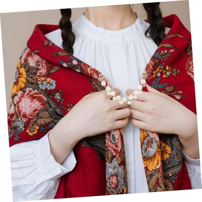 Ipetboom 2pcs Vintage Faux Pearl Sweater Clips Shawl Brooch Pins Cardigan Collar Clips for Women Dress Scarf Cape Accessory
