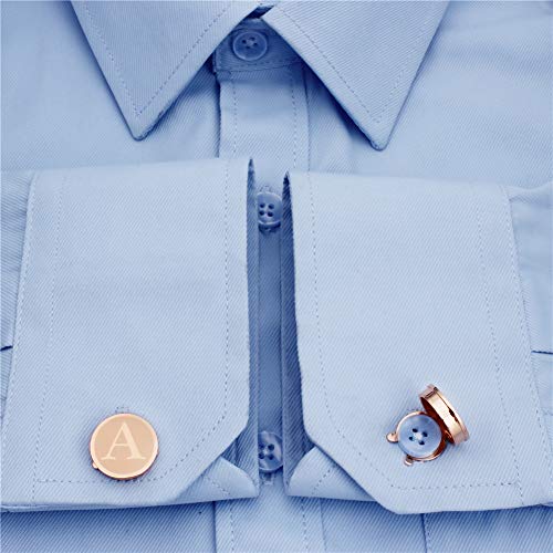 HAWSON Men's Letter Initial Button Cover Cufflinks Letter Rose Gold/Silver Suitable for Formal Business Shirt Letter A-Z - color: Rose Gold Color -A