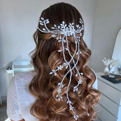JHOO Rhinestone Hair Vine Comb, Bridal Wedding Hair Accessories,Silver Alloy Headpiece for Bridesmaids (Silver) - color: Silver
