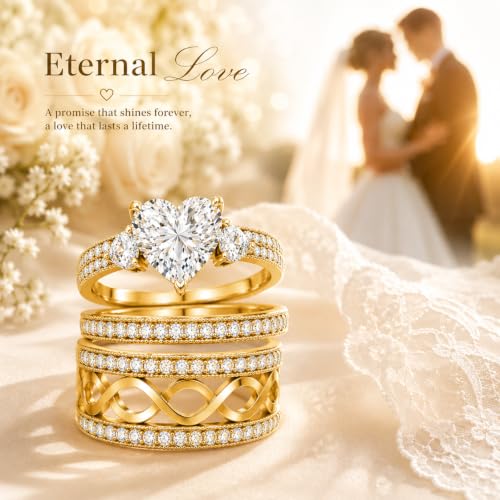 3Piece Moissanite Ring Set for Couples 925 10K 14K 18K Moissanite Wedding Ring - style: Ring 4