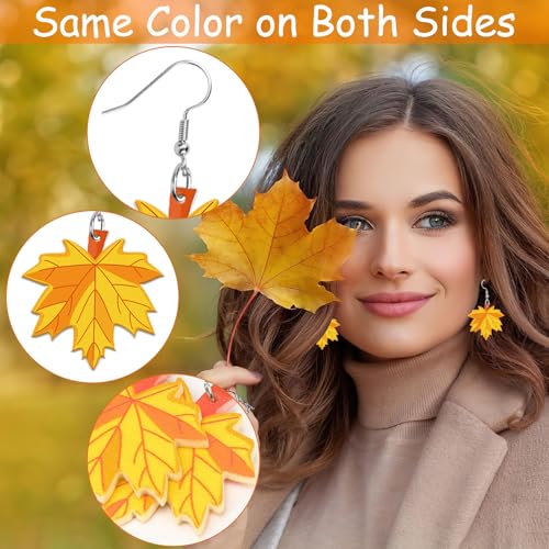 8 Pairs Fall Acrylic Earrings for Women Thanksgiving Dangle Jewelry | Pumpkin Sunflower Maple Leaf Earrings, Fall Thanksgiving Autumn Jewelry Gifts Party Accessories, Lightweight, Double Side - style: Fall Thanksgiving