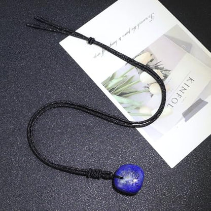 Anjiucc Natural Gemstone Tree of Life Black Obsidian/Golden Obsidian Pendant Necklace for Male and Female Necklace - color: Lapis Lazuli