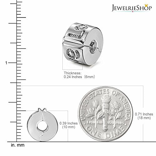 JewelrieShop Clip Spacer Charm for Bracelet Clip Lock Stopper Bead Spacer European Openable Beads 2pcs - color: #06S x 2 Pieces