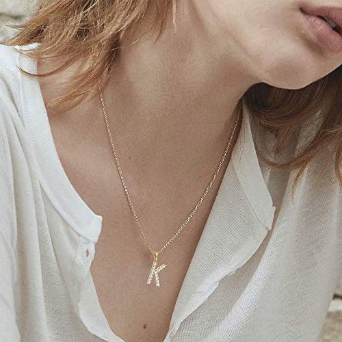 Tarsus Initial Cubic Zirconia Necklace for Women Teens | Jewelry Gifts for Women Adjustable Chain 18" + 2" - style: Gold-S-Diamond style