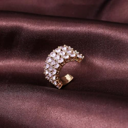Ear Cuffs Non Piercing Gold Silver Earrings Cute Cubic Zirconia Sparkling Ear Cuff for Women Clip On Cartilage Huggie Earring Christmas Jewelry Costume - color: Gold-Three