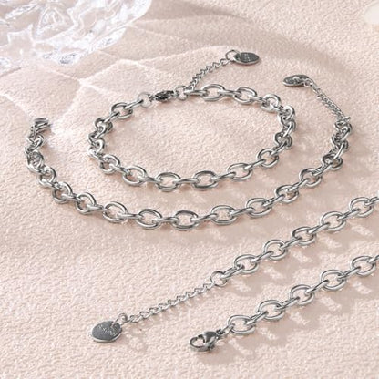 KYUNHOO 10 PCS Bracelet Chains for Jewelry Making 6.7 Inches Bracelets Bulk | Stainless Steel Bracelets Making Chains 6.7 Inches Oval Link Chain Bulk with Extender for Men Women DIY Bracelets Crafts - color: Silver
