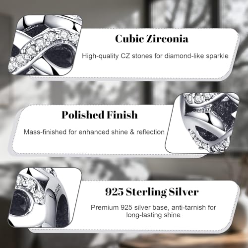 LaMenars 925 Sterling Silver Charms for Pandora Bracelets & Necklaces | Bead Charms Birthday Holiday Jewelry Gifts For Women - color: Infinity Charm