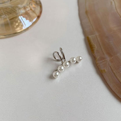 1Pair of Pearl Earrings Cuff For Women Non Piercing Fake Cartilage Wrap Ear Cuff Fashion Earrings Hypoallergenic Ear Cuff Ear Clip on Dainty Jewelry Accessory for Women Trendy - color: Silver