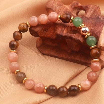KSQS Healing Stone Bead Bracelet for Women, Natural Gemstones Balance Protection Bracelet, Spiritual Crystal Beads Bracelet Anxiety Relief with Meaning Card - color: Courage