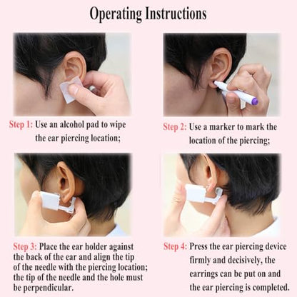 VitaCool Ear Piercing Kit Disposable Ear Piercing Gun with 2+3+4mm Stud | with Silver Ball Sterile Studs Easy and Safe Earring Self for Yourself Use at Home(Silver Ball Pattern 234mm)