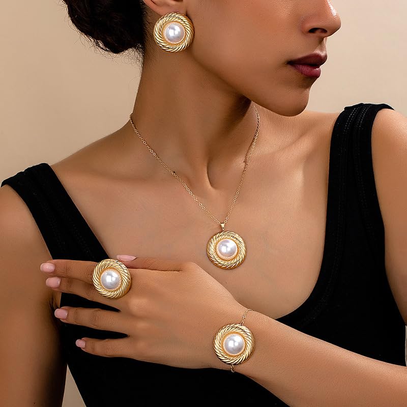 Pearl Necklace for Women Dainty Pearl Necklace Timeless Jewelry christmas gifts friendship gifts for women - color: E-Fashion Pearl Jewelry Set