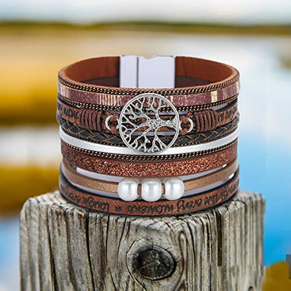 Long tiantian Boho Western Bracelets for Women Leather Wrap Bracelets Turquoise Bracelet Western Jewelry Country Concert Outfits - color: Brown,Turquoise