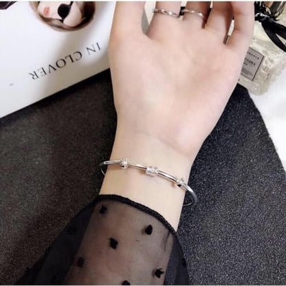 925 Sterling Silver Bracelet Plated Cuff Bangle Bracelet Fashionable Multi-layer Cross Wire Bangle Bracelet Open Adjustable Wide Cuff Bracelet for Teen Girls Fashion Jewelry - color: 11