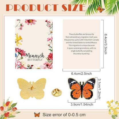 Sayglossy 30 Sets Monarch Butterfly Pins on Cards Bulk Enamel Butterfly Brooches Mother's Lapel Pins for Women Girl Gifts - style: Colorful Monarch Butterfly