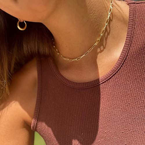 CHESKY 14K Gold Plated Silver Dainty Satellite Choker Necklace for Women | Layered Beaded Chain Necklace, Thin Choker Jewelry, Dainty Gold necklace, Minimalist Trendy Jewelry, Daily Gift for Women - style: rectangle-gold
