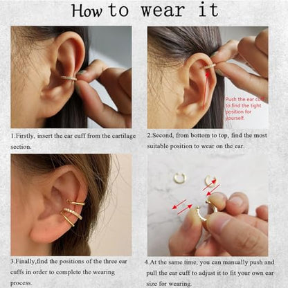 Ear Cuff Earrings for Women Chunky Ear Cuffs Non Piercing | Clip on cartilage earrings helix fake earrings jewelry trendy stuff christmas gift stocking stuffers - color: E