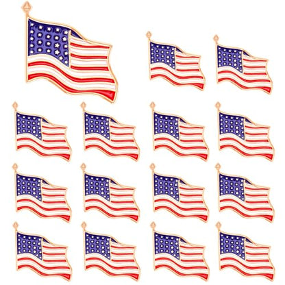 SANNIX 15Pcs American Flag Pins, USA Flag Lapel Pins Enamel Patriotic Badge Pins Waving Flag Brooch Pin for Independence Veteran Memorial Day 4th of July Accessories - style: American Flag Pin
