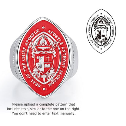 callie Custom Signet Ring - Engraved Text & Photo, Personalized Family Crest Coat Of Arms Rings, 925 Sterling Silver/Brass | Father's Day Jewelry Gifts for Men & Women - color: Olive 2