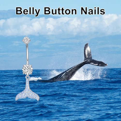 Belly Button Rings 925 Sterling Silver Belly Piercing Jewelry Hypoallergenic Navel Rings Gifts for Women - style: Mermaid Tail