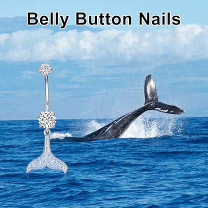 Belly Button Rings 925 Sterling Silver Belly Piercing Jewelry Hypoallergenic Navel Rings Gifts for Women - style: Mermaid Tail