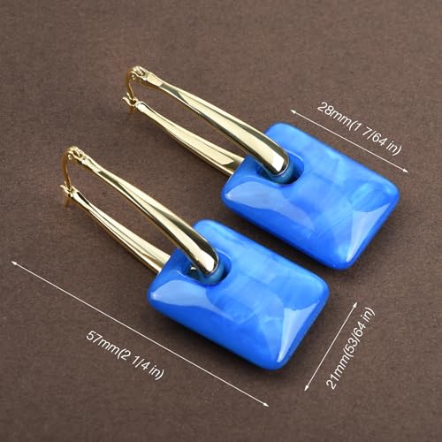 Multicolor Acrylic Dangle Hoop Earrings for Women, 2-Way Detachable Geometric Statement Earrings, Lightweight Fashion Jewelry Gifts - color: Royal Blue