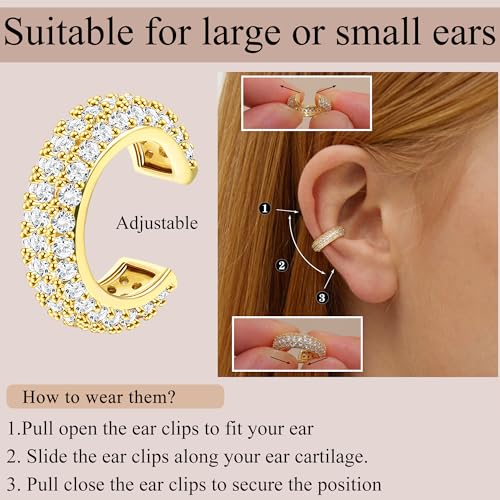 YADOCA 14K Gold Plated Ear Cuffs Non Piercing Earrings for Women Clip On | Trendy Lightweight 14K Gold Plated Ear Clip Fake Earrings Non Pierced Cartilage Ear Cuff Earrings for Women - color: Gold