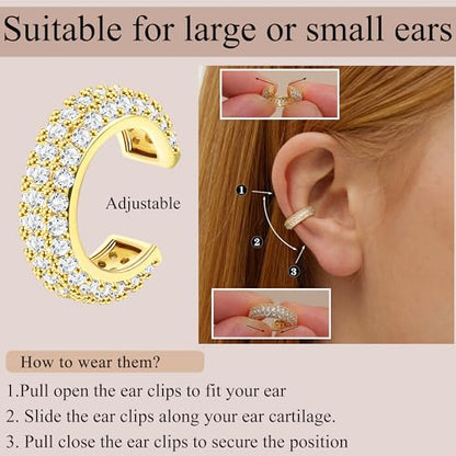 YADOCA 14K Gold Plated Ear Cuffs Non Piercing Earrings for Women Clip On | Trendy Lightweight 14K Gold Plated Ear Clip Fake Earrings Non Pierced Cartilage Ear Cuff Earrings for Women - color: Gold