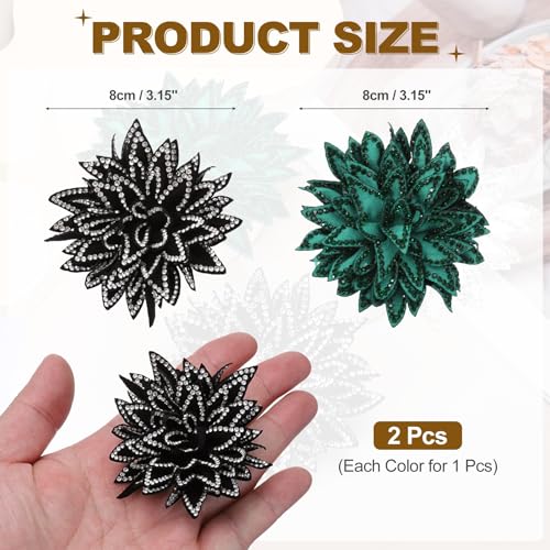 PATIKIL Flower Brooch Pin for Women, Rhinestone Rose Flower Brooch Dainty Fabric Floral Boutonnieres for Women - color: Silver/Green