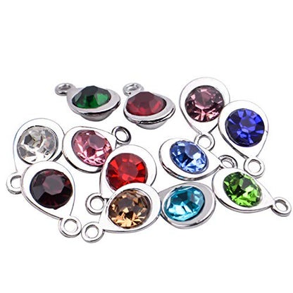 Aylifu Birthstone Charms Crystal Pendant Charms 12 Months Birth Charms for Necklace Bracelet Earring - color: 12 Colors