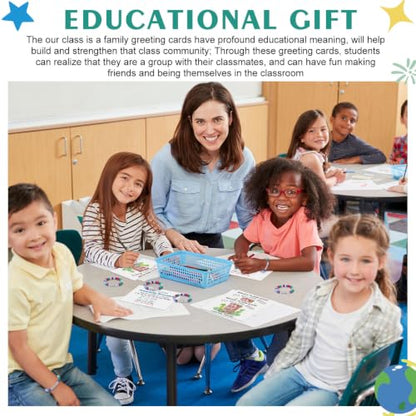 Tondiamo 24 Sets 4th Grade Back to School Gifts Friendship Bracelet Making Kit for Students Include Our Class is a Family Greeting Cards Beads Strings Bags DIY Kit for First Day of School Classroom - style: 4th Grade