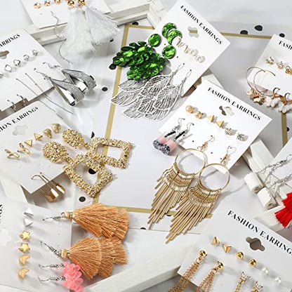 47 Pairs Trendy Boho Teardrop Geometric Acrylic Rattan Statement Dangle Drop Earrings for Christmas - style: B-47 Pairs Colorful Acrylic Earrings
