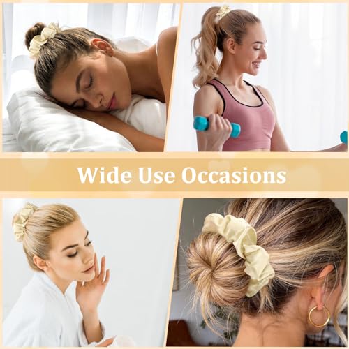 Semato 16 Pcs Champagne Satin Scrunchies Bridesmaid Proposal Gifts Hair Ties Scrunchies for Women Girls Bachelorette Party Favors - color: champagne