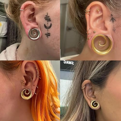 2PCS Spiral Saddle Ear Tunnels Plugs 316 Stainless Steel Ear Gauges Hypoallergenic Earrings Expander Stretcher Piercing Body Jewelry - color: Black, size: 14mm(9/16")