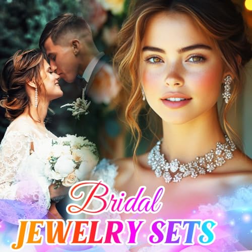 Aukmla Bridal Wedding Jewelry Set Silver Rhinestones Choker Necklaces Earrings Bracelet Sets Prom Jewelry for Women and Brides - color: Black