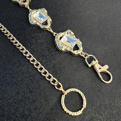 Women's Chain Belt Adjustable Rhinestone Metal Waist Belts for Women Ladies Chain Belt for Dresses - color: S-02