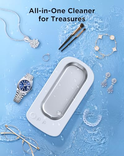 Ultrasonic Jewelry Cleaner Machine: 48KHz Ultra Sonic Cleaner for Jewelry,Eyeglass,Rings,Watch Band,Dentures,with Dual Cleaning Modes,350ML 304 Stainless Steel Tank,Gift for Wife,Mom,Daughter - color: White