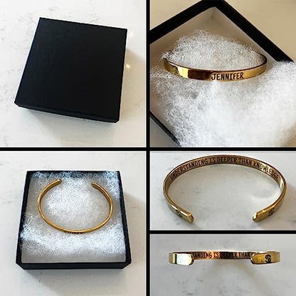 Custom Cuff Bracelets - Double Side Engraved - Personalized Gifts for Women - color: Rose Gold