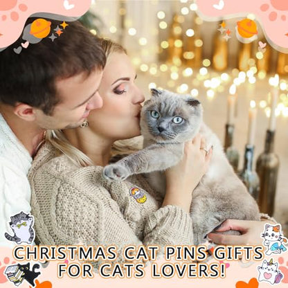 40 Pcs Cat Enamel Pins for Backpacks Christmas Party Gifts for Cat Lovers Funny Cats Lapel Pins Lovely Cute Brooch Gifts for People Who Love Cats Clothes Bags Accessories - style: Cat Theme