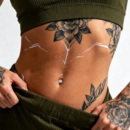Titanium Floating Belly Button Rings 14G, ASTM F136 Implant-Grade Curved Barbell, Internal Thread with 6mm Teardrop Gems, Sparkle Navel Piercing Jewelry, 10mm/12mm Length - color: Silver-Clear cz, size: 1/2"(12mm)