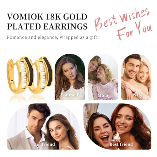 Gold Silver Huggie Hoop Earrings for Women 18K Gold & Sterling Silver Plated Cubic Zirconia Hoop Earrings Double Hoops Earrings Hypoallergenic Non Tarnish Earings Jewelry Gift - color: Silver-B