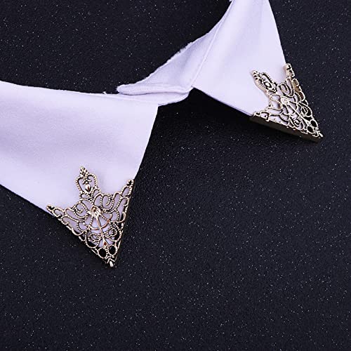 WCRAZYE Retro Hollow Pattern and Angle Triangle Collar Pins for Men Women Fashion Simple Gold Silver Palace Brooch Clip Pin Brooches Buckle Shirt Collar Decoration Parts - style: 3 Pairs Triangle Pins