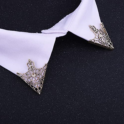 WCRAZYE Retro Hollow Pattern and Angle Triangle Collar Pins for Men Women Fashion Simple Gold Silver Palace Brooch Clip Pin Brooches Buckle Shirt Collar Decoration Parts - style: 3 Pairs Triangle Pins
