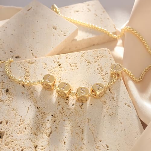 Letter Charms for Necklace and Bracelets,14K Gold Plated Women's Bead Charms, A-Z Alphabet Initial Beads Name Pendant DIY Jewelry Birthday Gift for Women - style: Charm-M